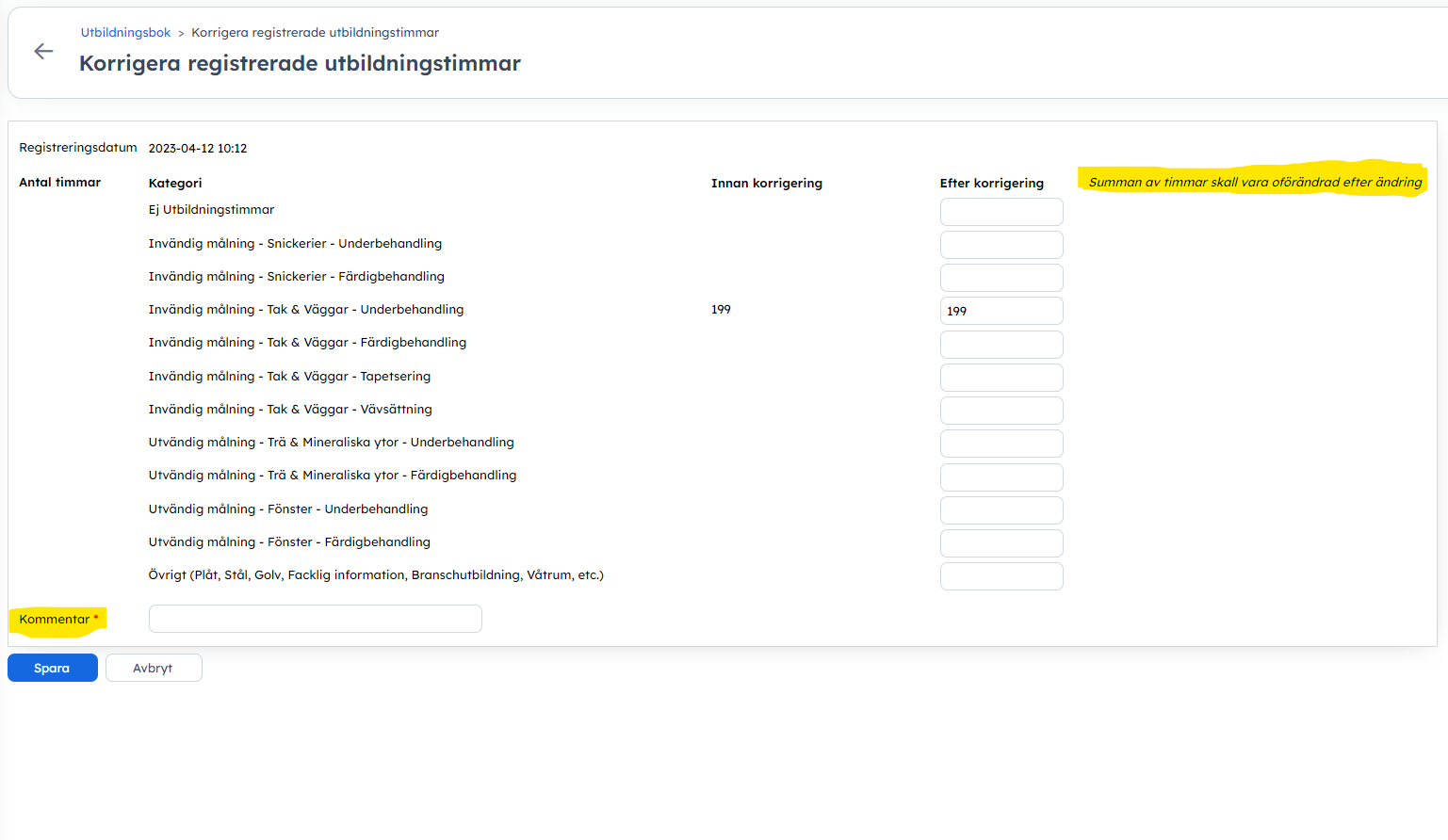 korrigera timmar sid 2